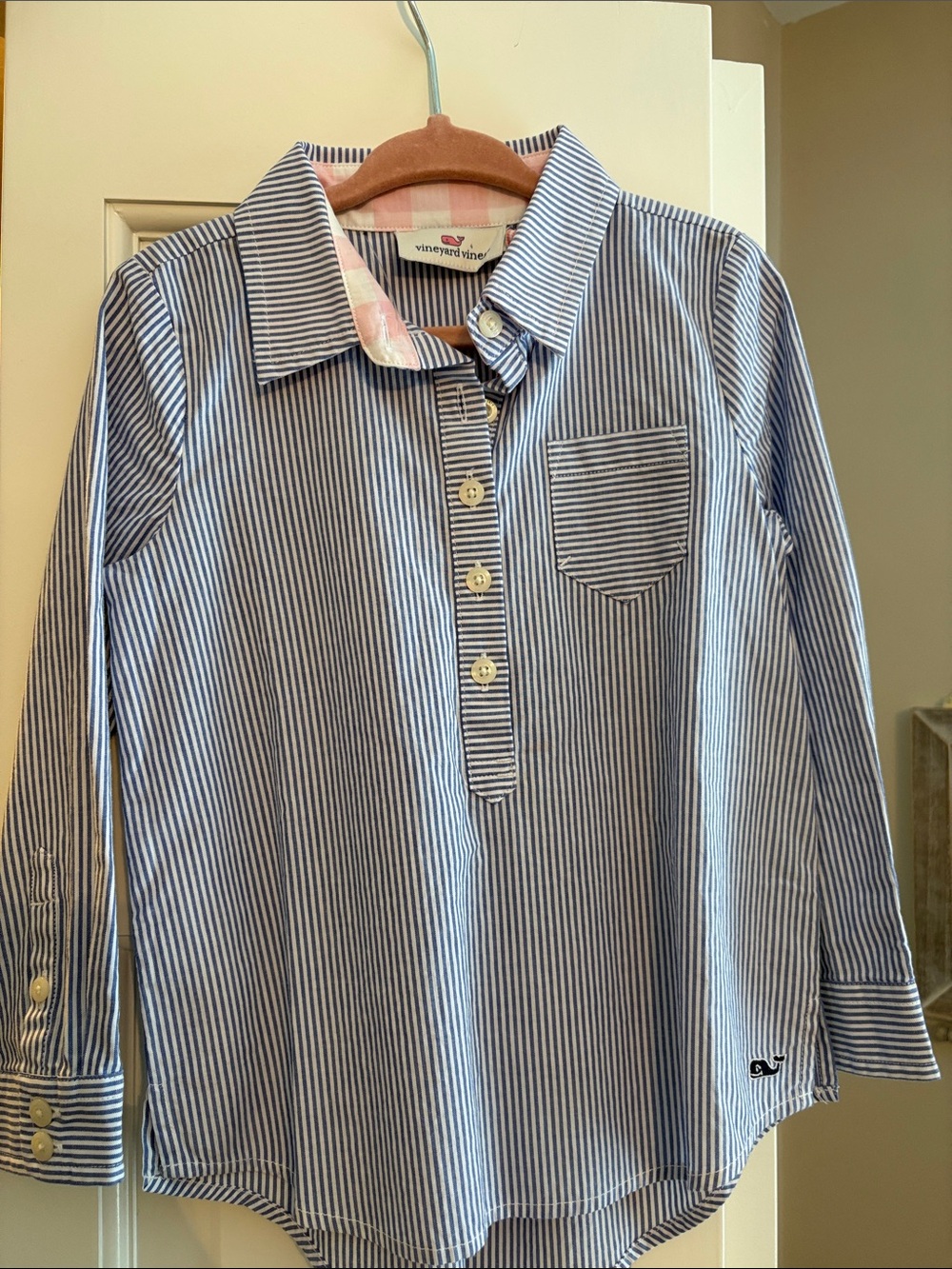 NWT Vineyard Vines Kids Blue Stripe Button-Popover Shirt - 3T